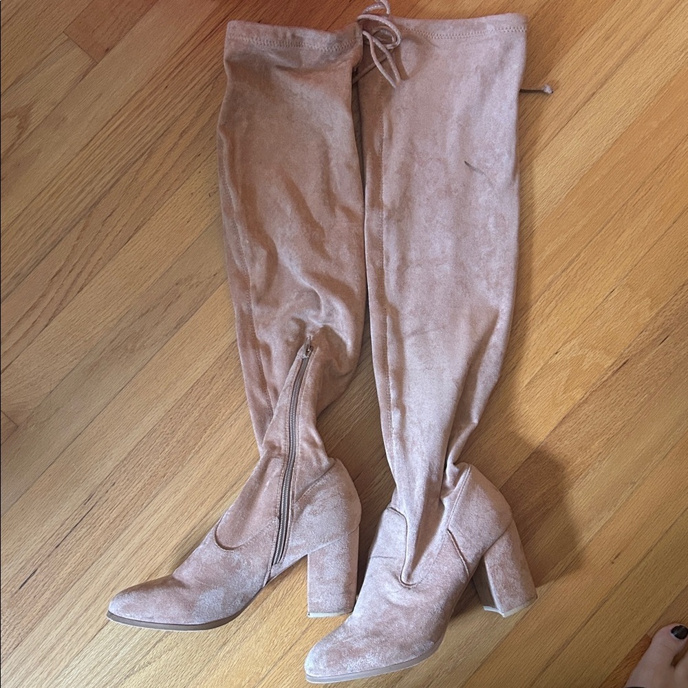 Knee-High Boots in Taupe